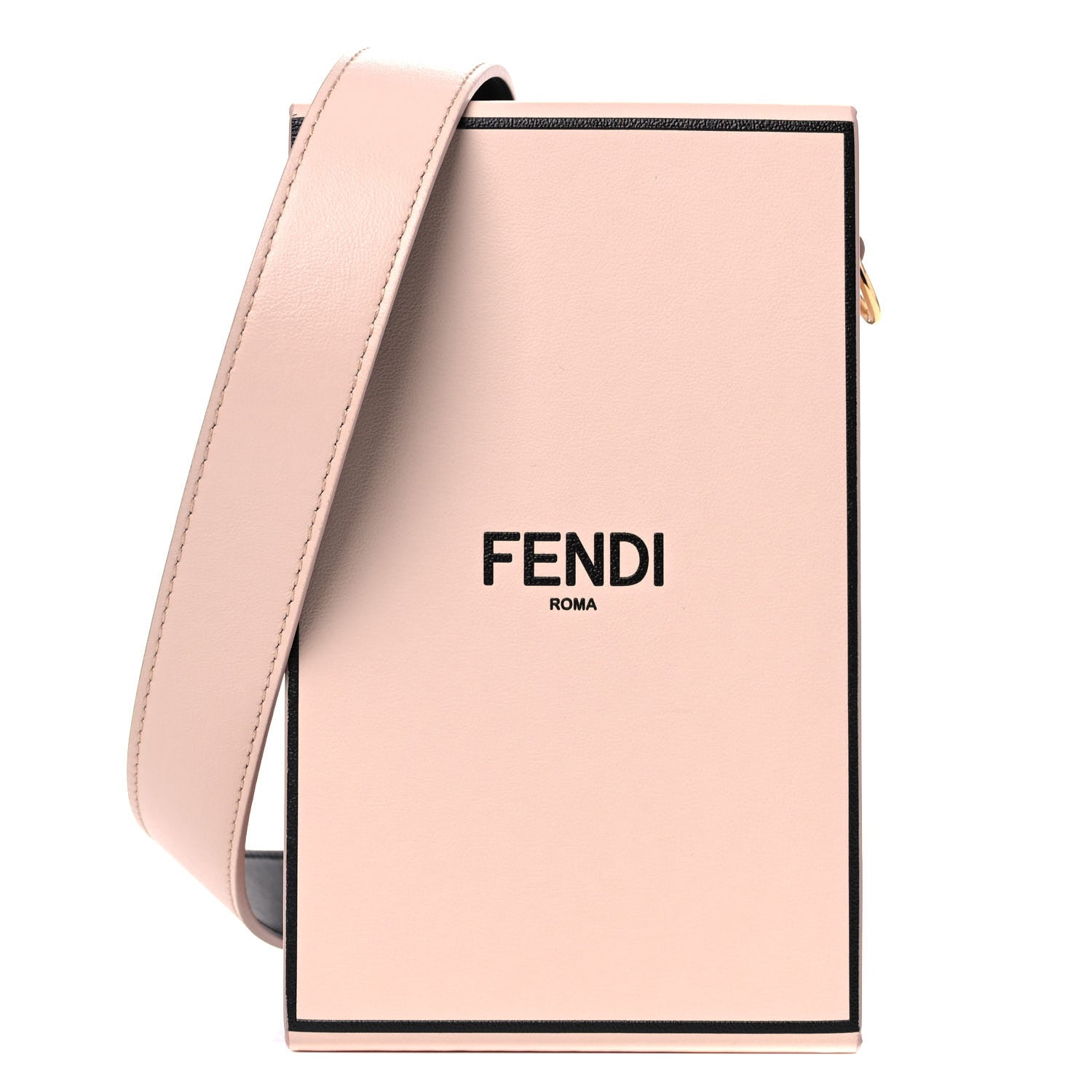 Fendi Vitello Fluffy Logo Vertical Box Rosa Quarzo Black 1 of 11