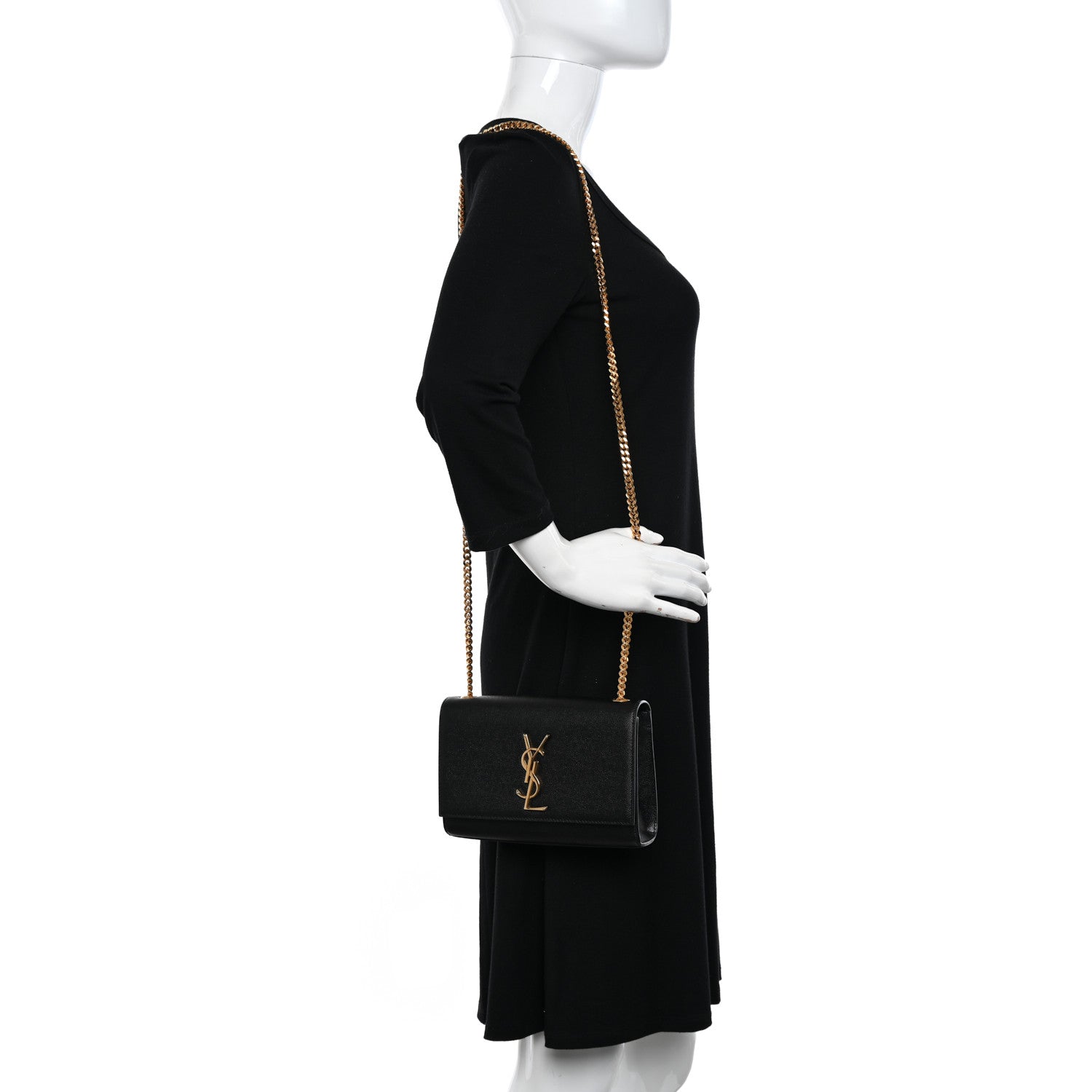 Saint Laurent Grain De Poudre Small Monogram Kate Satchel Black 2 of 10