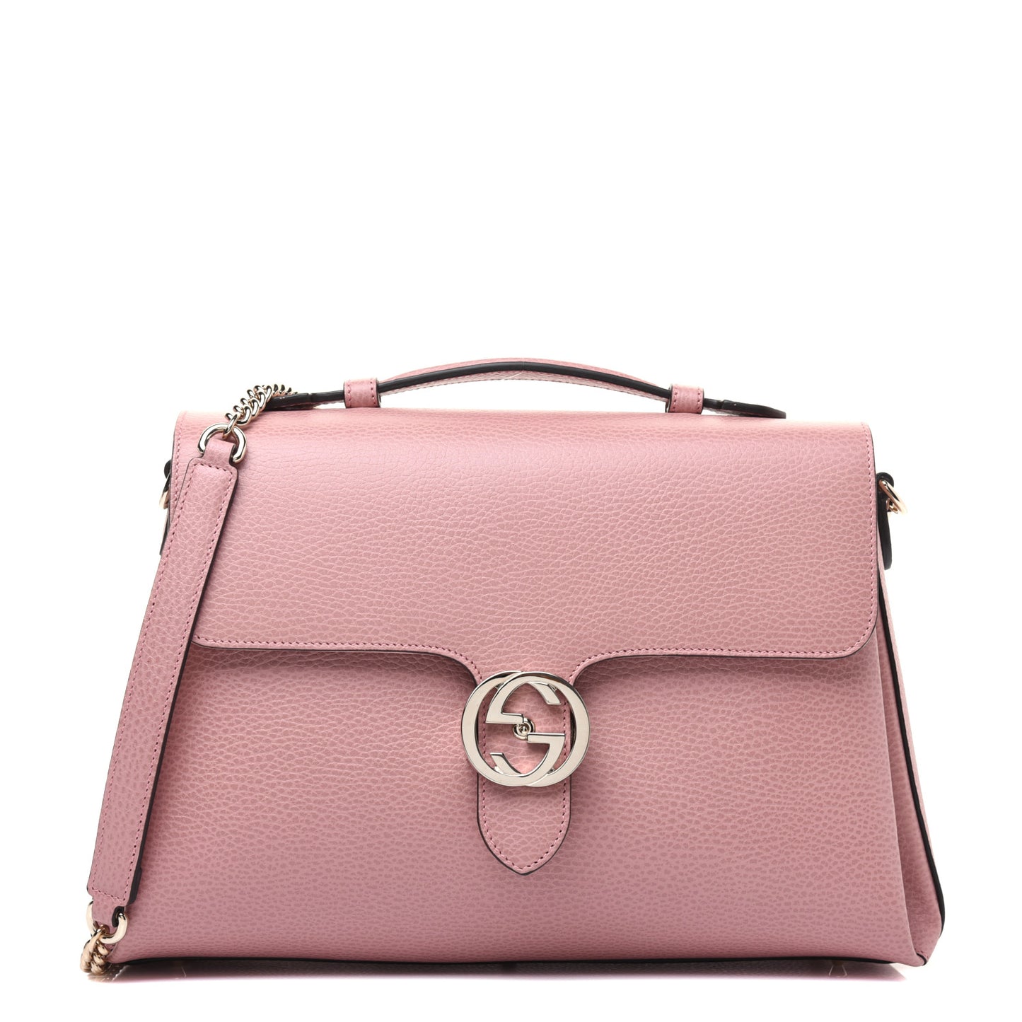 Dollar Calfskin Interlocking G Top Handle Shoulder Bag Soft Pink