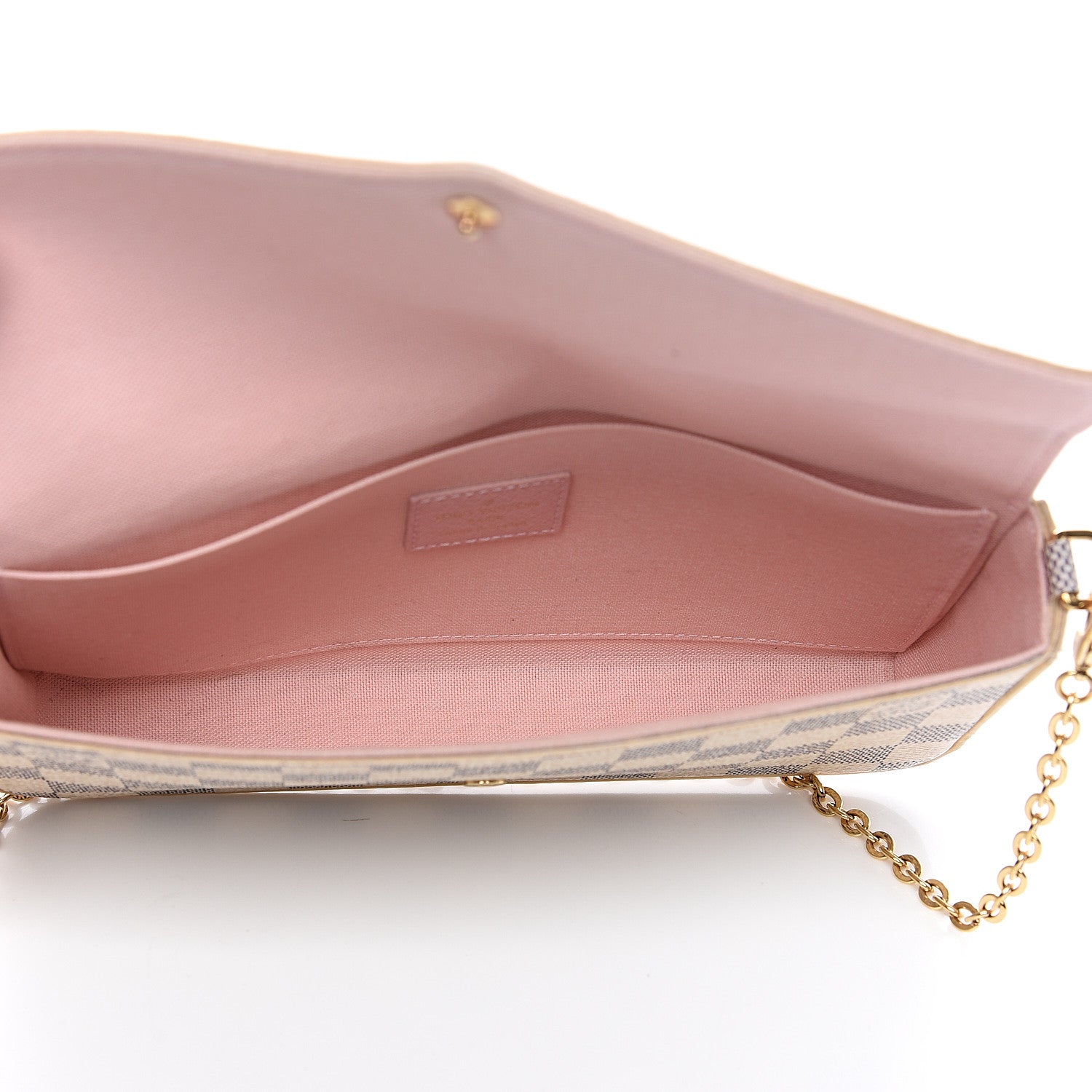 Louis Vuitton Damier Azur Pochette Felicie Chain Wallet Rose Ballerine 5 of 11
