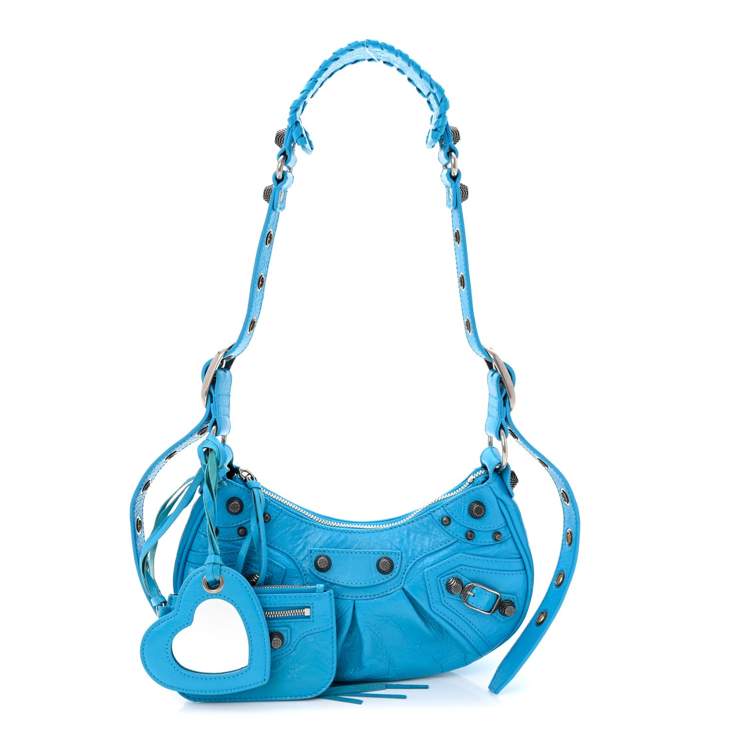 Balenciaga Agneau Arena Le Cagole Shoulder Bag XS Cyan 3 of 11