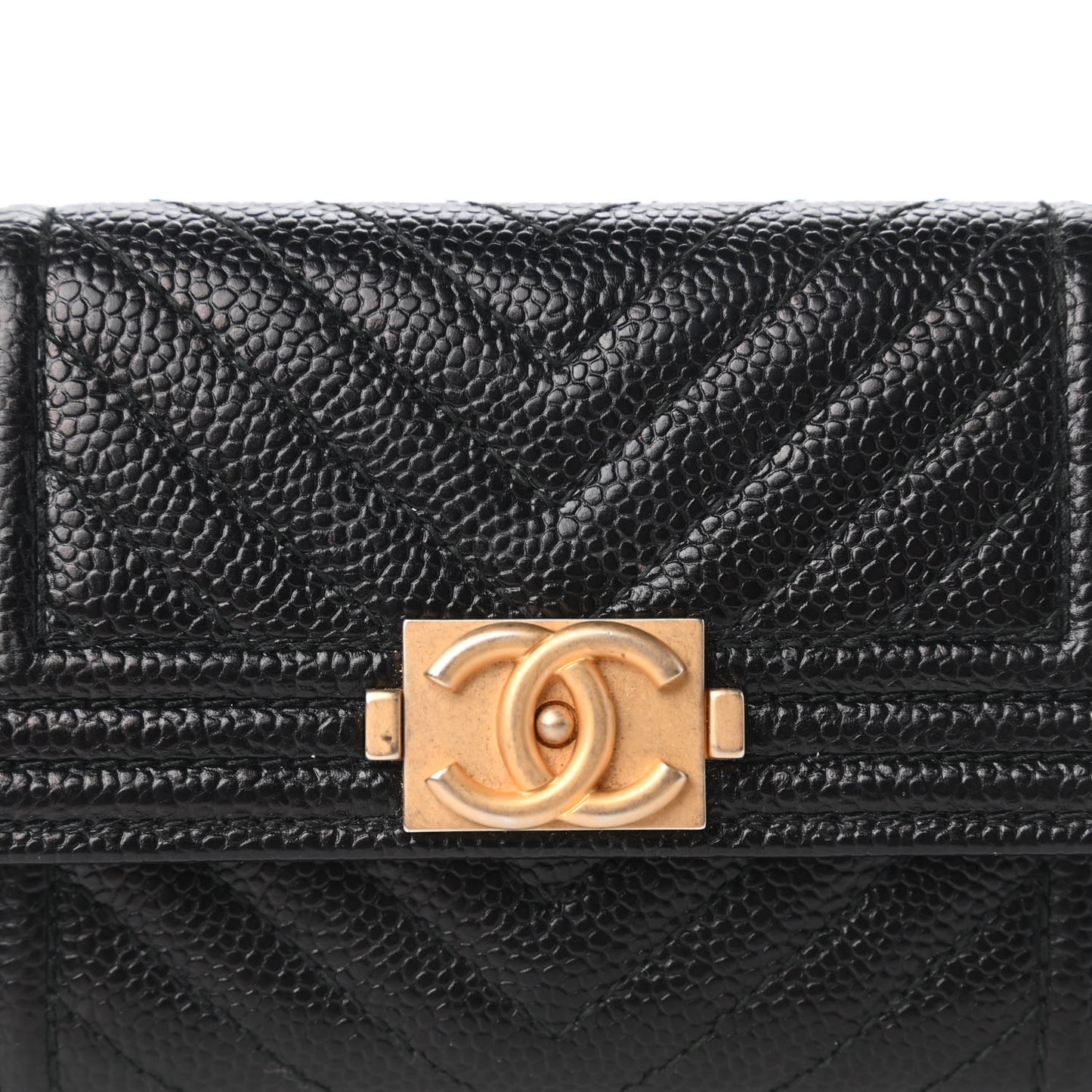 Caviar Quilted Boy Flap Card Holder Black