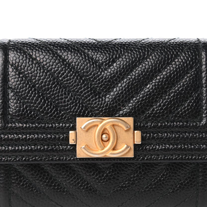 Chanel Caviar Quilted Boy Flap Card Holder Black 11 of 12