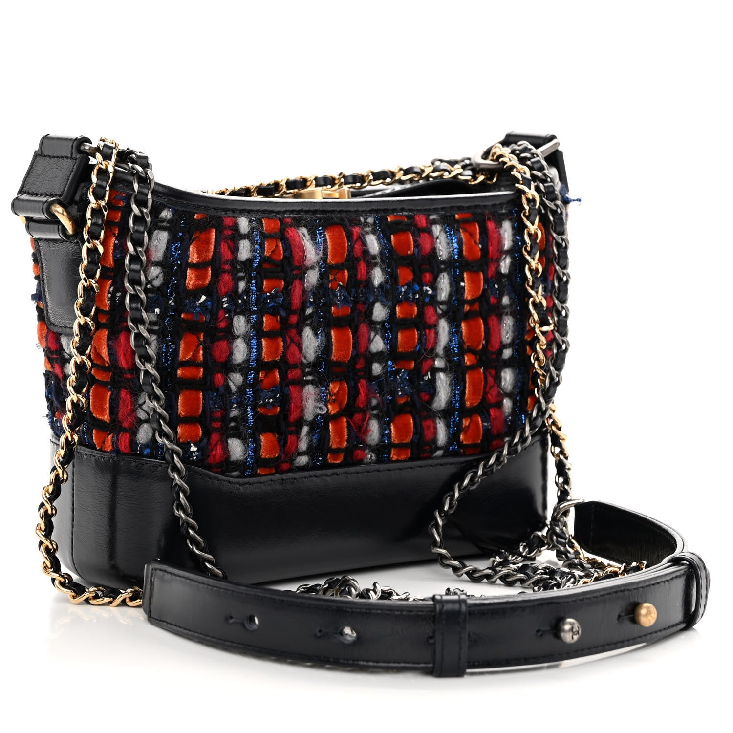 Chanel Tweed Calfskin Small Gabrielle Hobo Navy 3 of 11