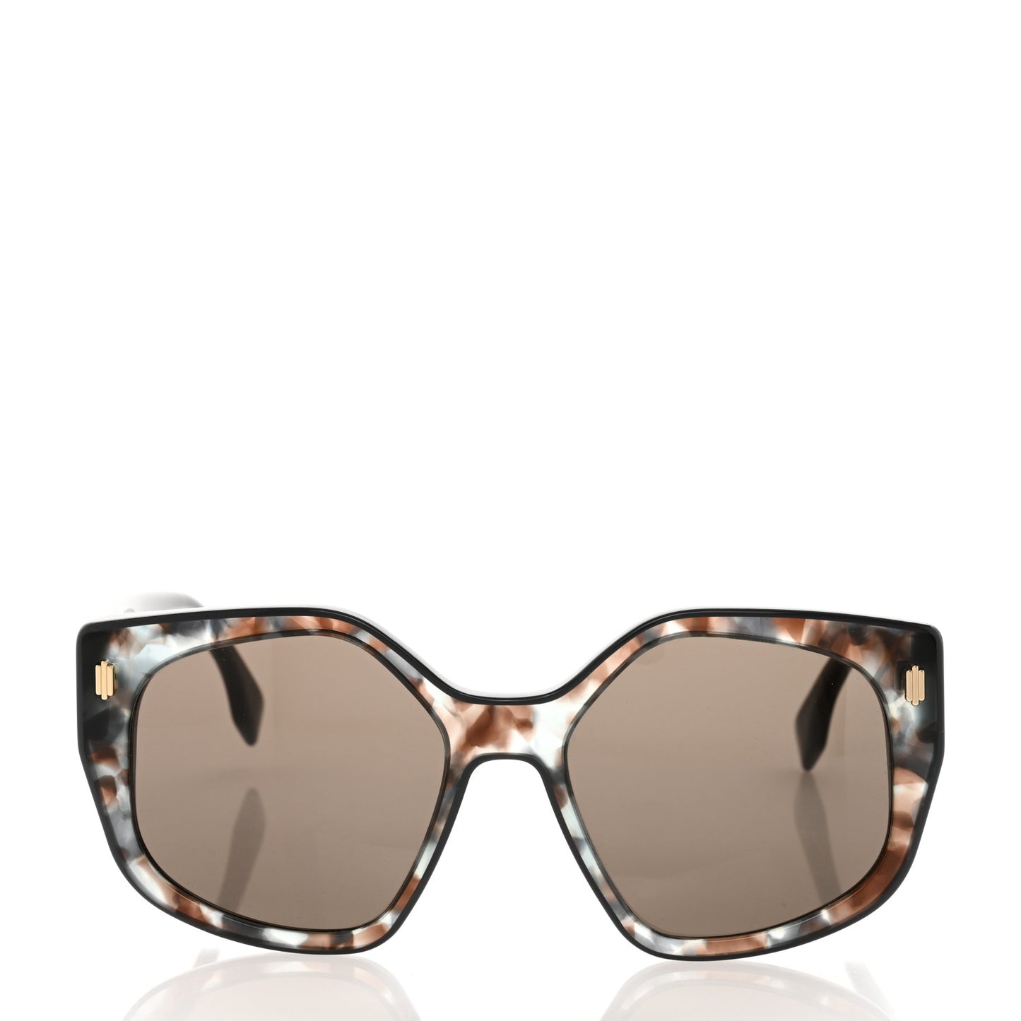 Acetate Fendi Butterfly Sunglasses FE40017I Shiny Acqua Grey Havana Dark Brown