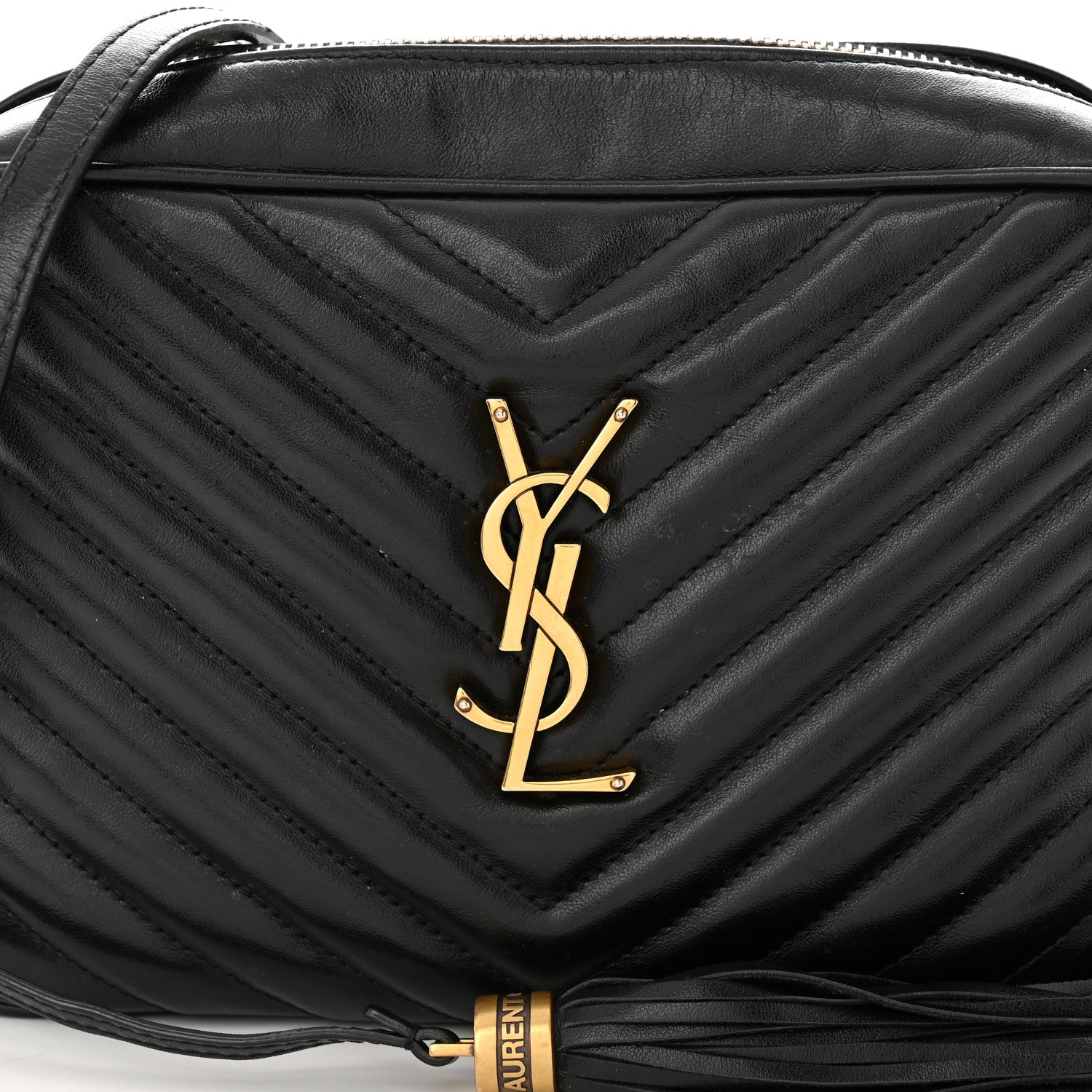 Saint Laurent Calfskin Matelasse Monogram Lou Camera Bag Black 8 of 12