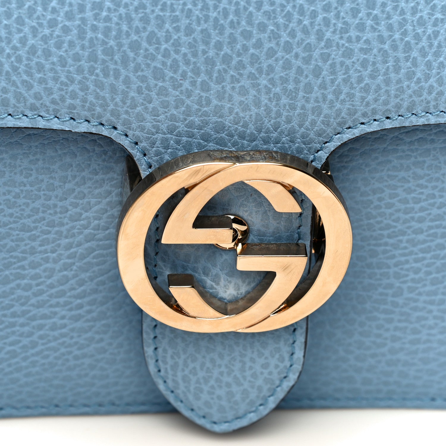 Gucci Dollar Calfskin Small Interlocking G Shoulder Bag Mineral Blue 13 of 14