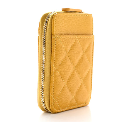 Chanel Caviar Quilted Zip Card Holder Yellow 3 of 7