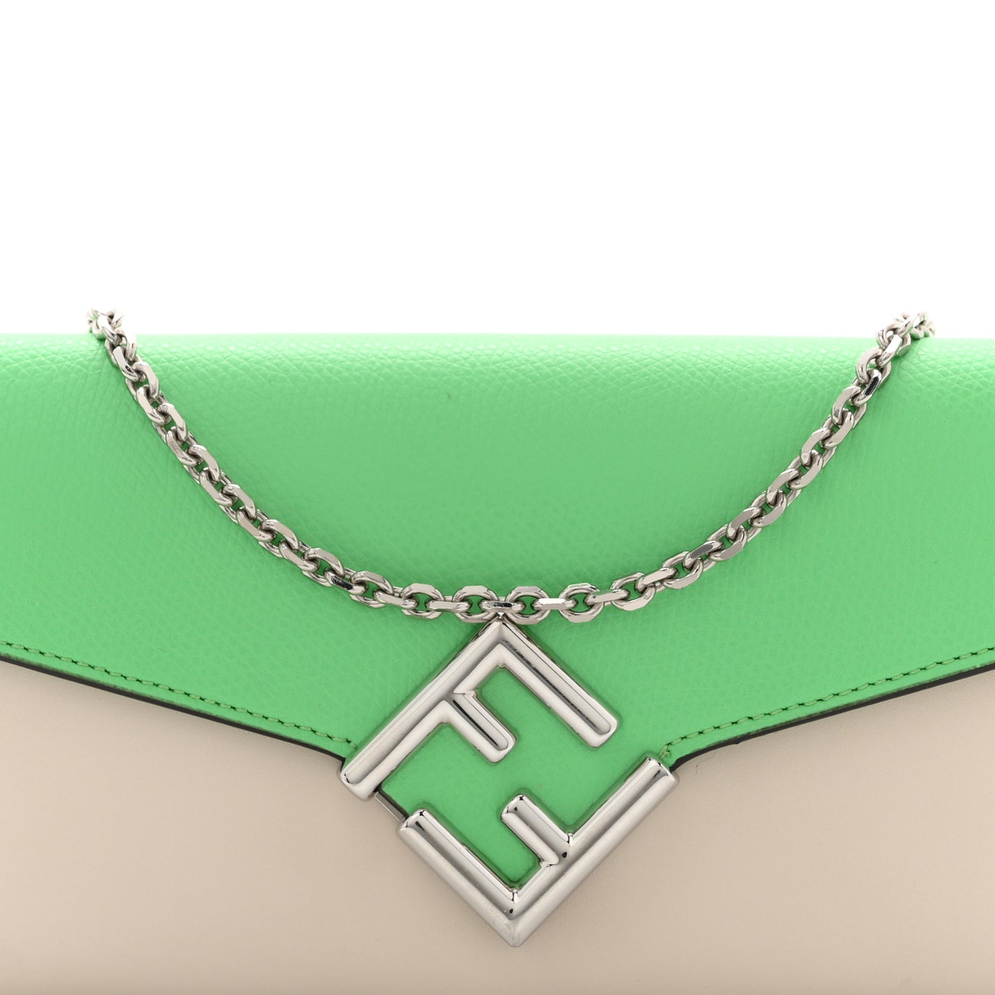 Vitello King Cruise FF Diamonds Continental Envelope Wallet On Chain Latte Edamame