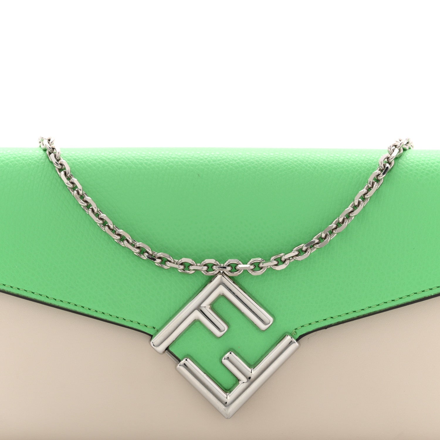 Fendi Vitello King Cruise FF Diamonds Continental Envelope Wallet On Chain Latte Edamame 8 of 11