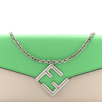 Fendi Vitello King Cruise FF Diamonds Continental Envelope Wallet On Chain Latte Edamame 8 of 11