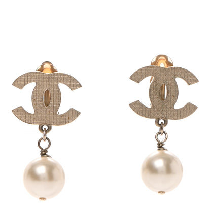 Chanel Pearl CC Drop Clip On Earrings Gold 1 of 4