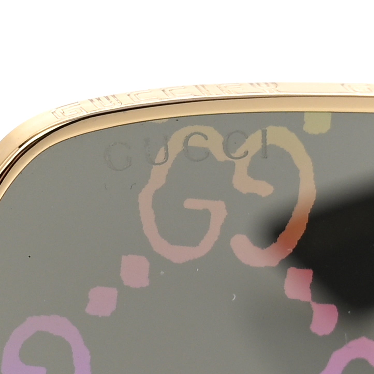 Metal Rectangular Frame Sunglasses GG0414S Gold Multicolor