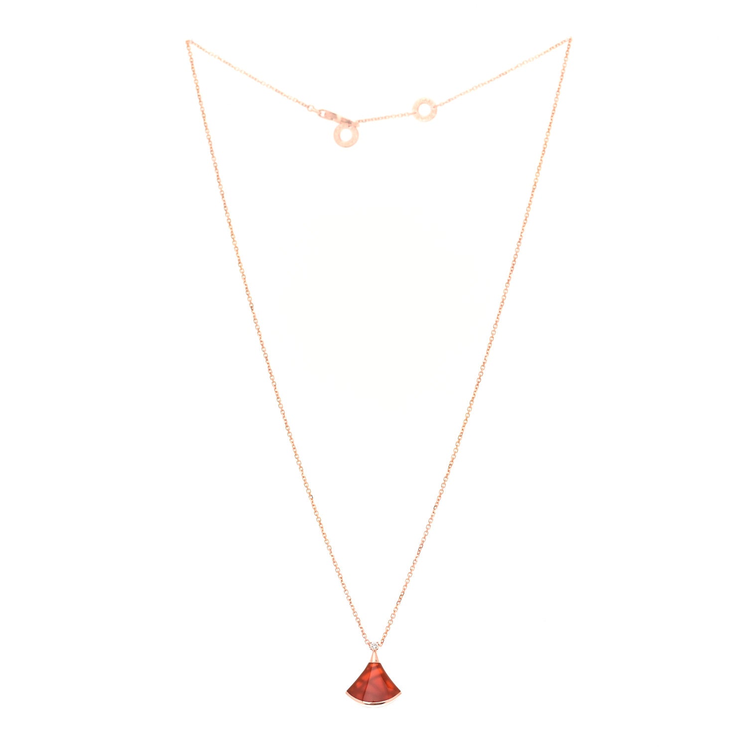 Bulgari 18K Rose Gold Diamond Carnelian Divas' Dream Pendant Necklace 3 of 8