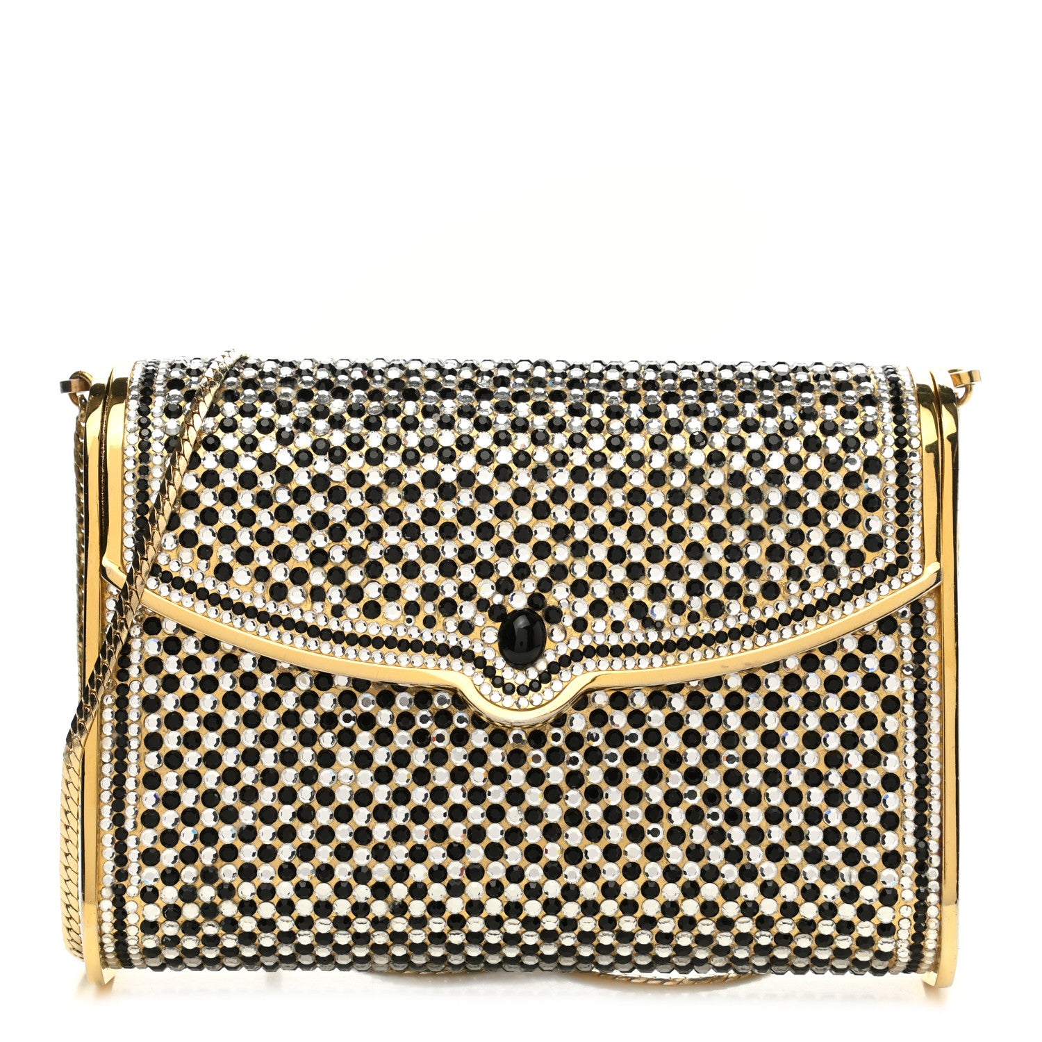 Judith Leiber Swarovski Crystal Clutch Gold Black 2 of 11
