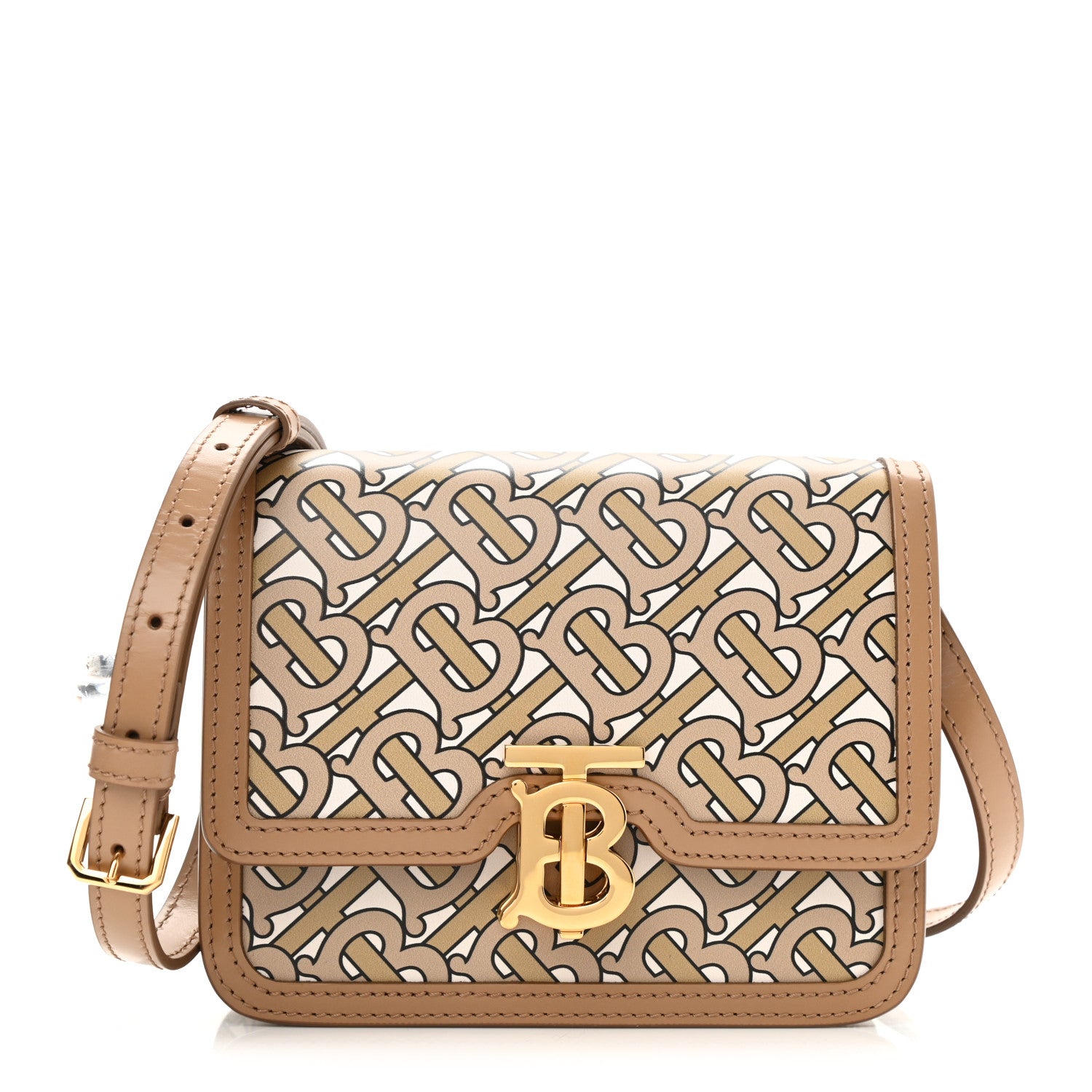 Burberry Calfskin Monogram Mini TB Bag Beige 1 of 7