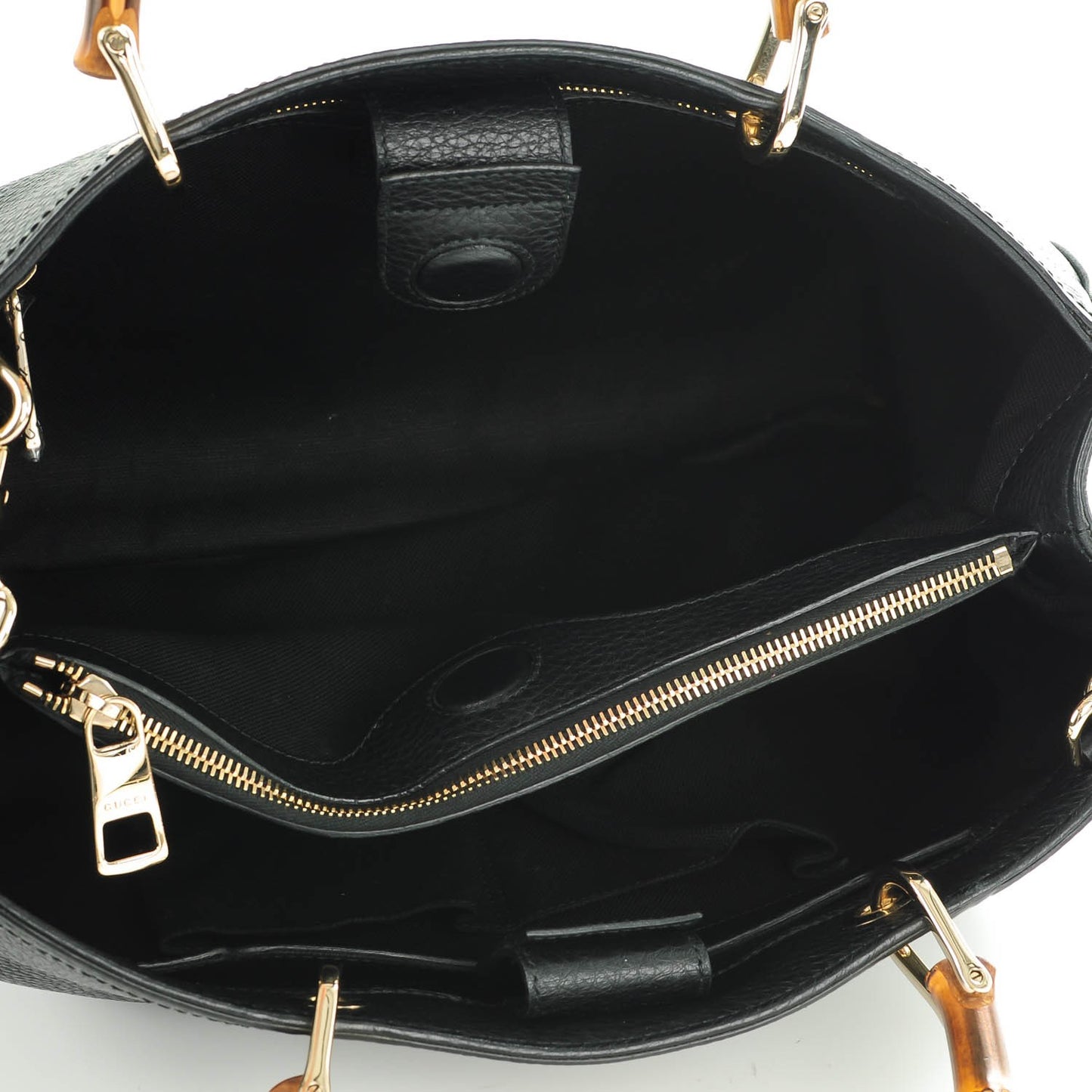 Pebbled Calfskin Medium Bamboo Shopper Tote Black