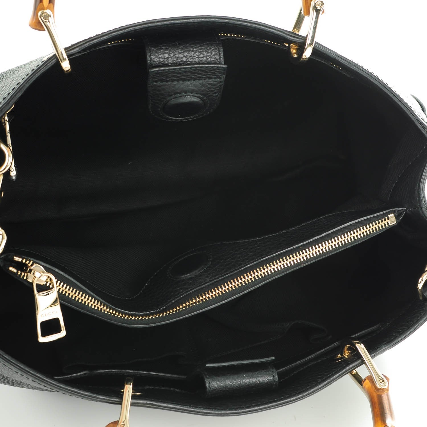 Gucci Pebbled Calfskin Medium Bamboo Shopper Tote Black 5 of 7