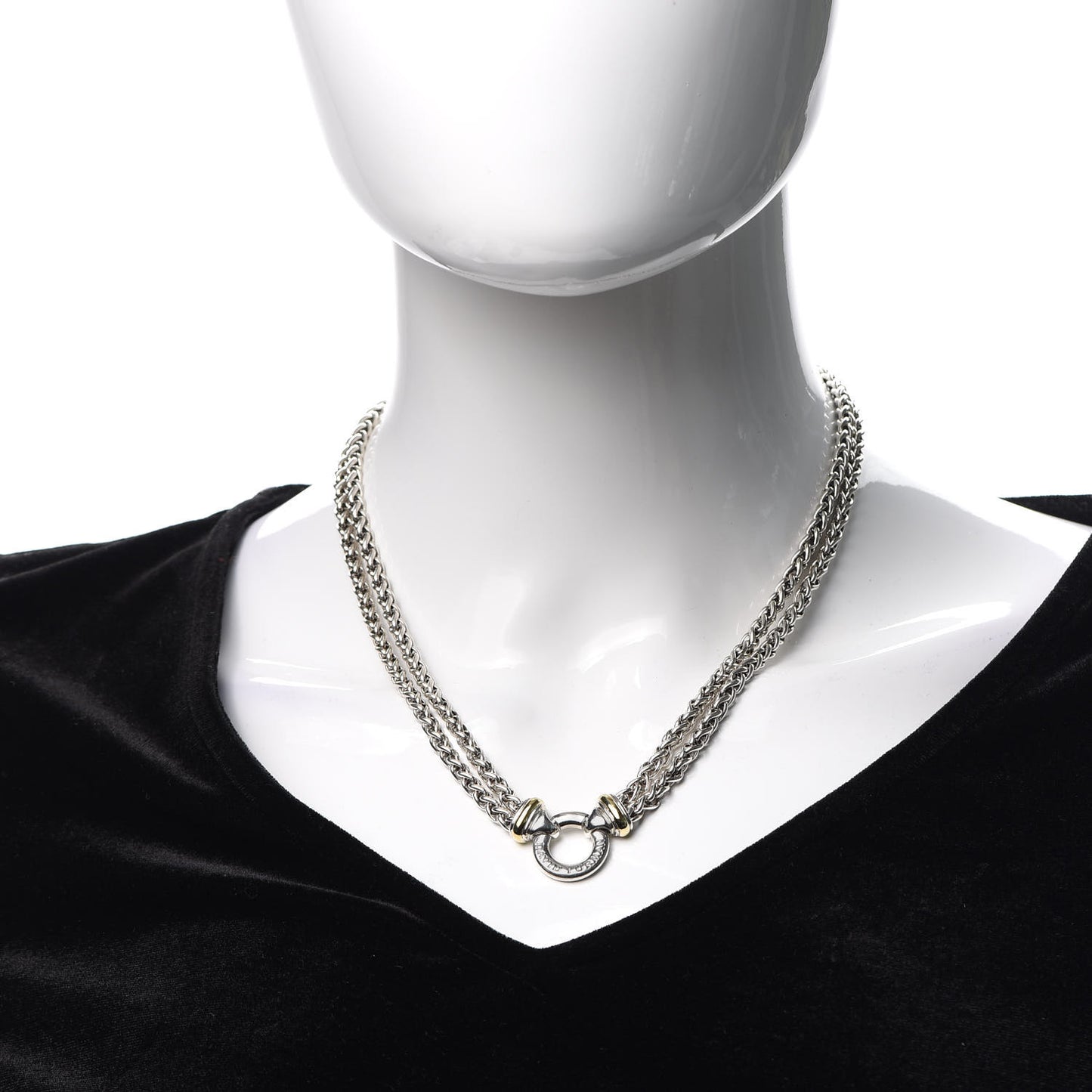 Sterling Silver 18K Yellow Gold 8mm Double Wheat Chain Necklace