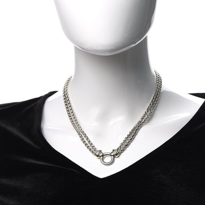 David Yurman Sterling Silver 18K Yellow Gold 8mm Double Wheat Chain Necklace 2 of 6