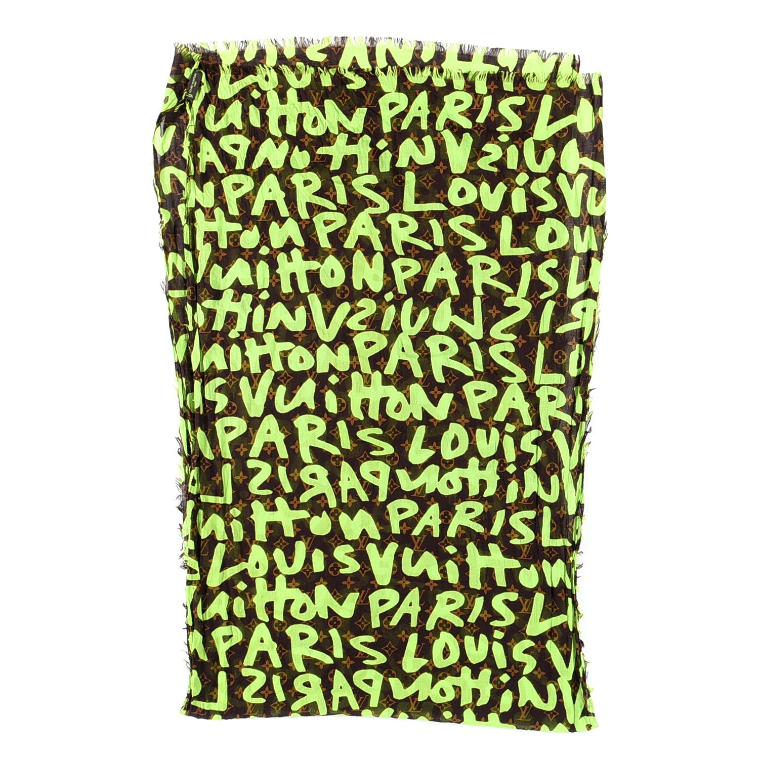 Louis Vuitton Cotton Graffiti Pareo Green 2 of 3