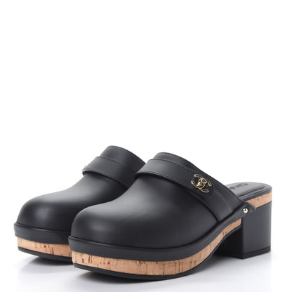 Chanel Calfskin CC Turn Lock Clogs 37 Black 3 of 9