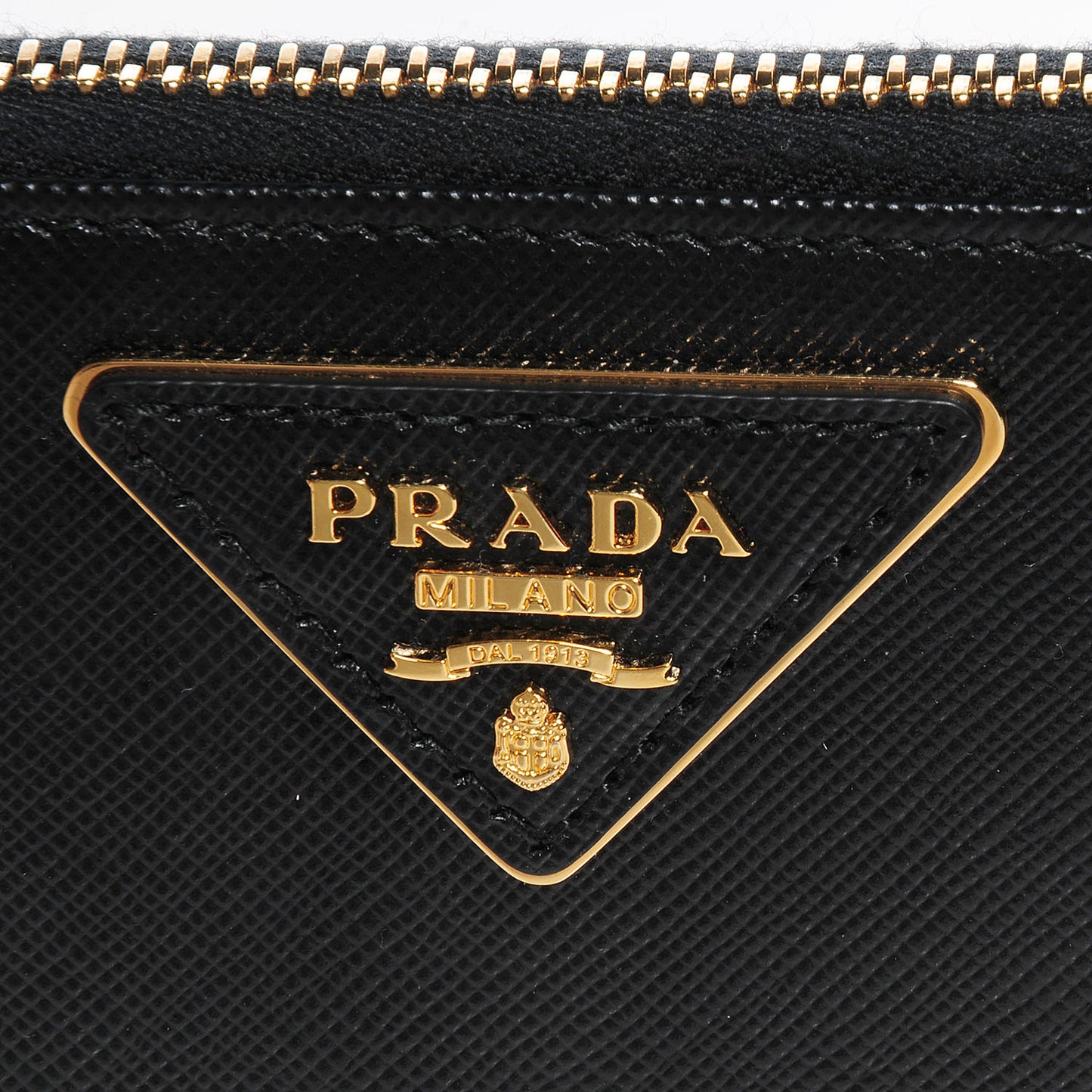 Saffiano Metal Zip Around Wallet Nero Black