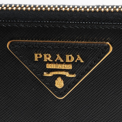 Prada Saffiano Metal Zip Around Wallet Nero Black 6 of 9