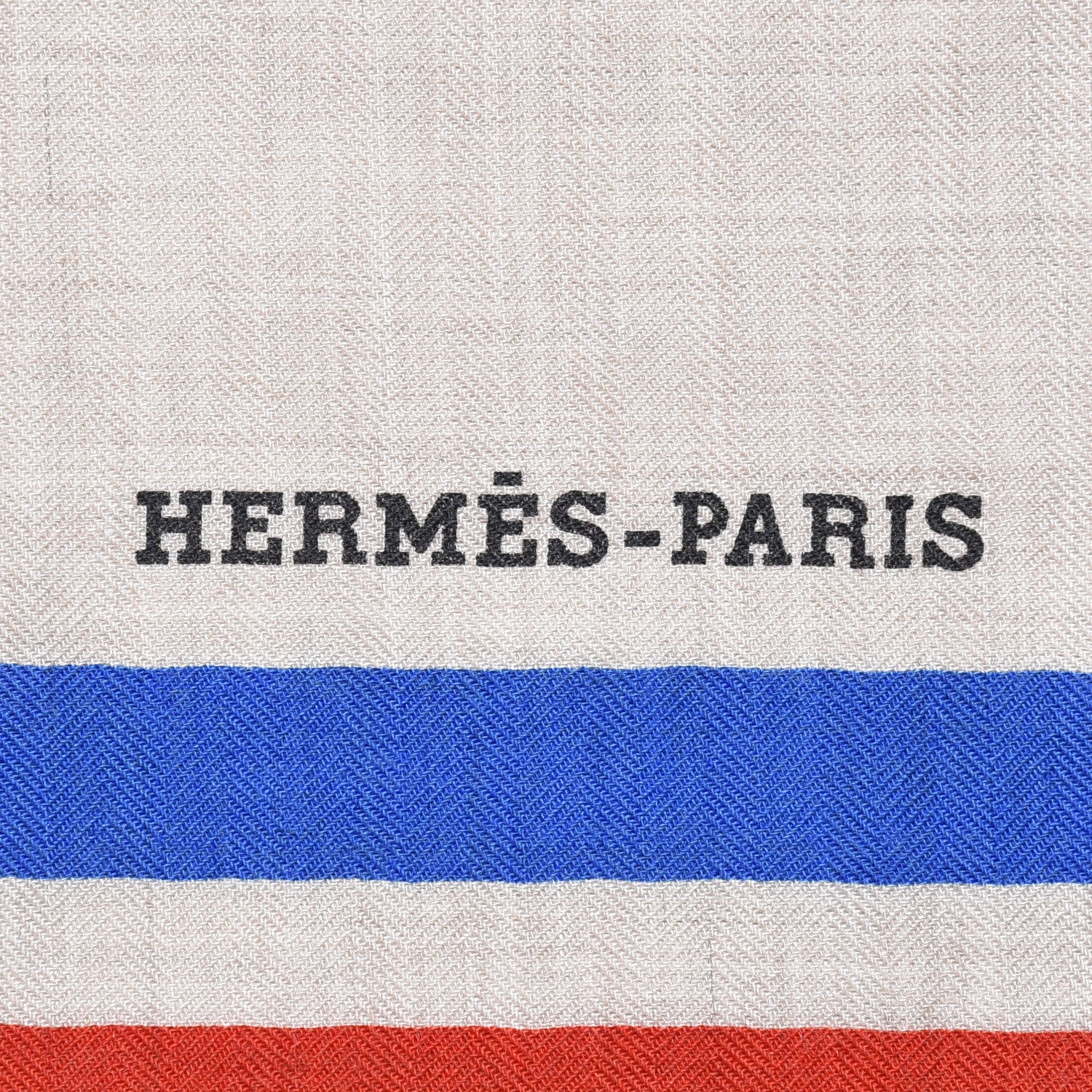 Hermes Cashmere Silk Cheval A La Couverture Shawl 140 Naturel Rouge Brique 2 of 6