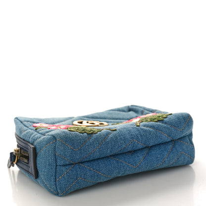 Gucci Denim Matelasse Flower Japan Limited GG Marmont Cosmetic Case Blue 4 of 8