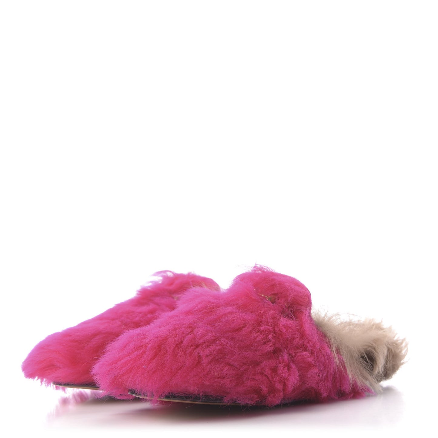 Merino Wool Womens Princetown Slippers 37.5 Raspberry Lipstick Natural