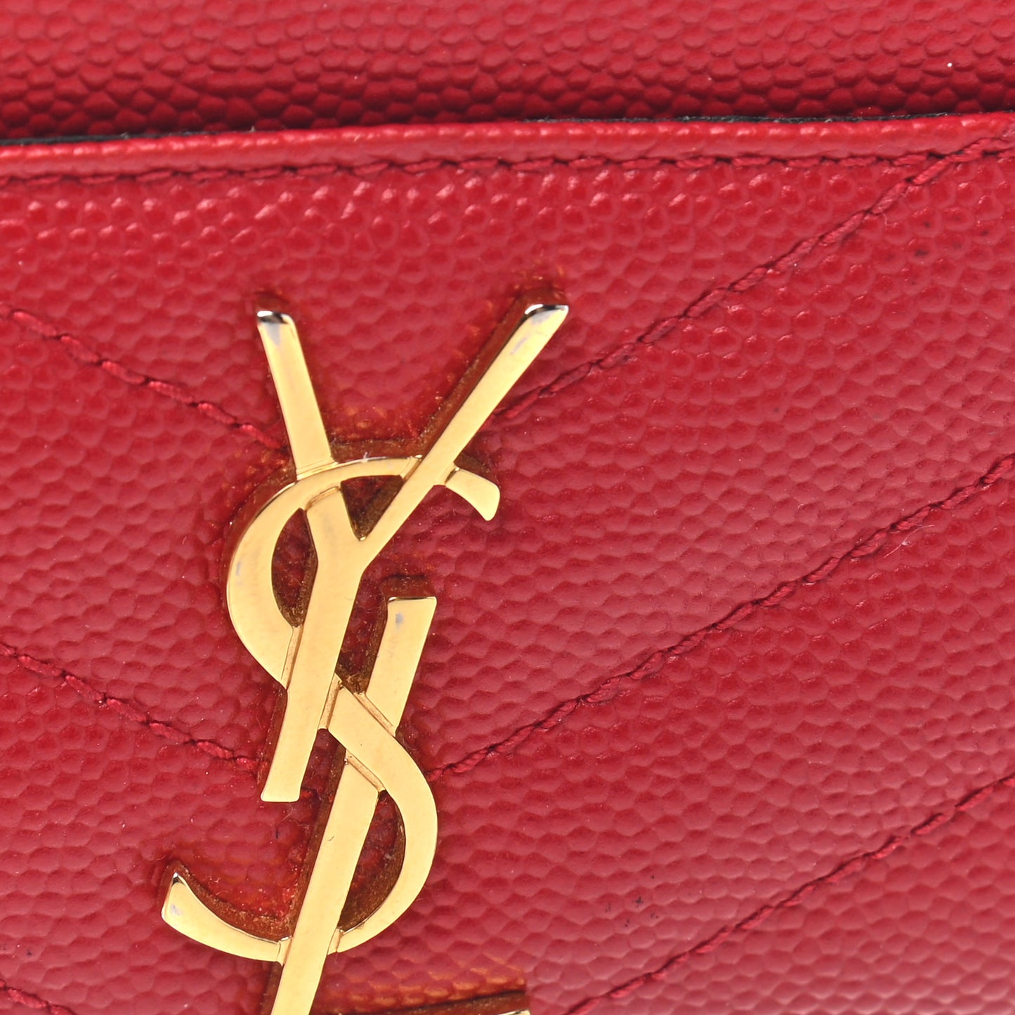 Grain De Poudre Matelasse Chevron Monogram Credit Card Case Rouge Eros