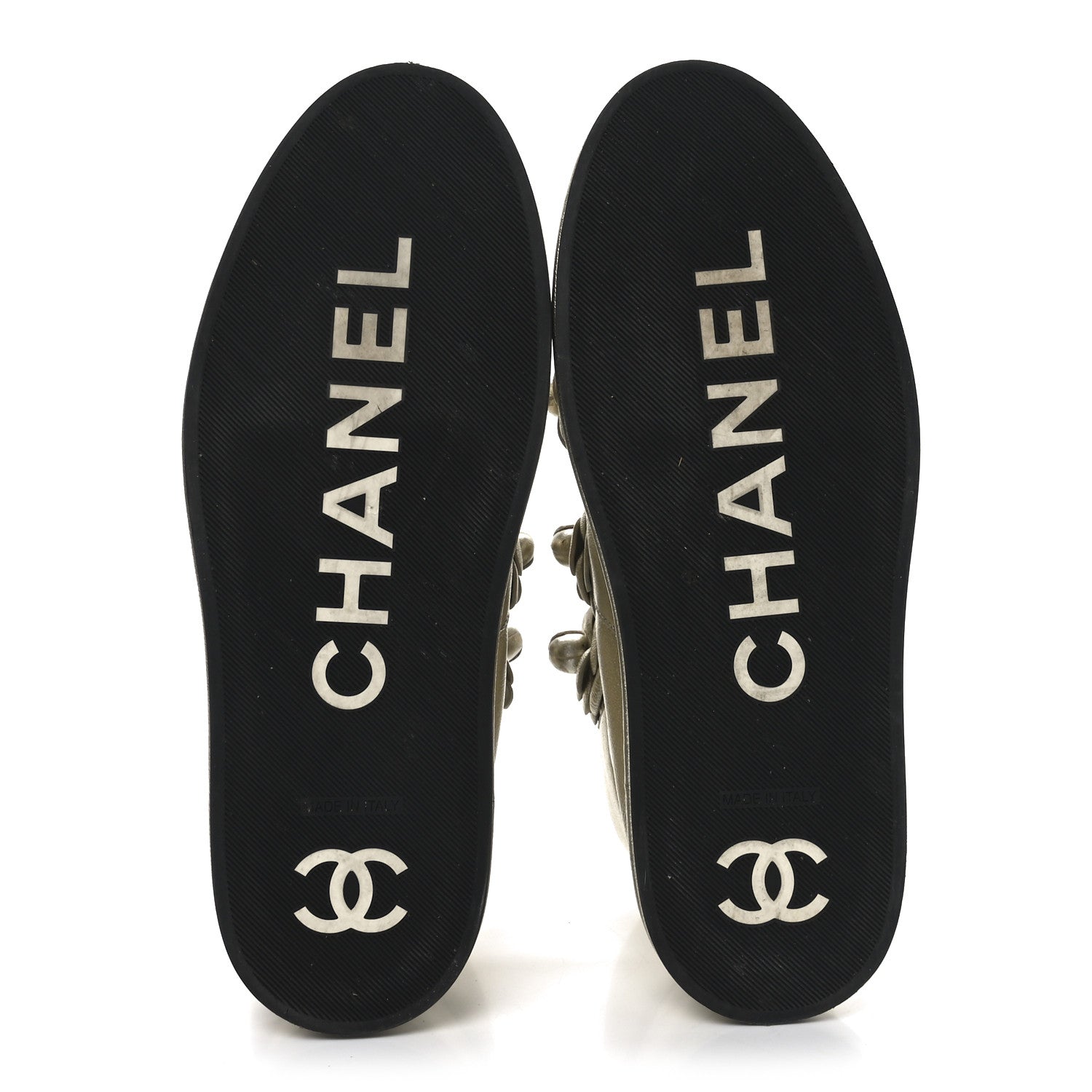 Chanel Metallic Lambskin Camellia High Top Sneakers 39.5 Gold 6 of 9