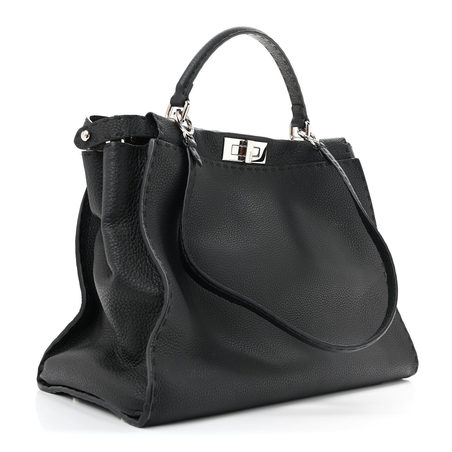 Cuoio Romano Selleria Bi-Color Large Peekaboo Iconic Satchel Black Mou