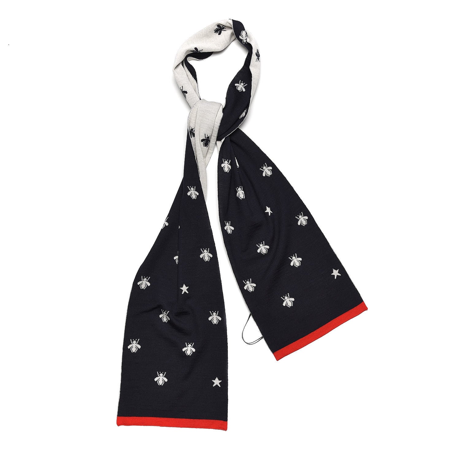 Gucci Wool Bee Scarf Navy Blue 1 of 5