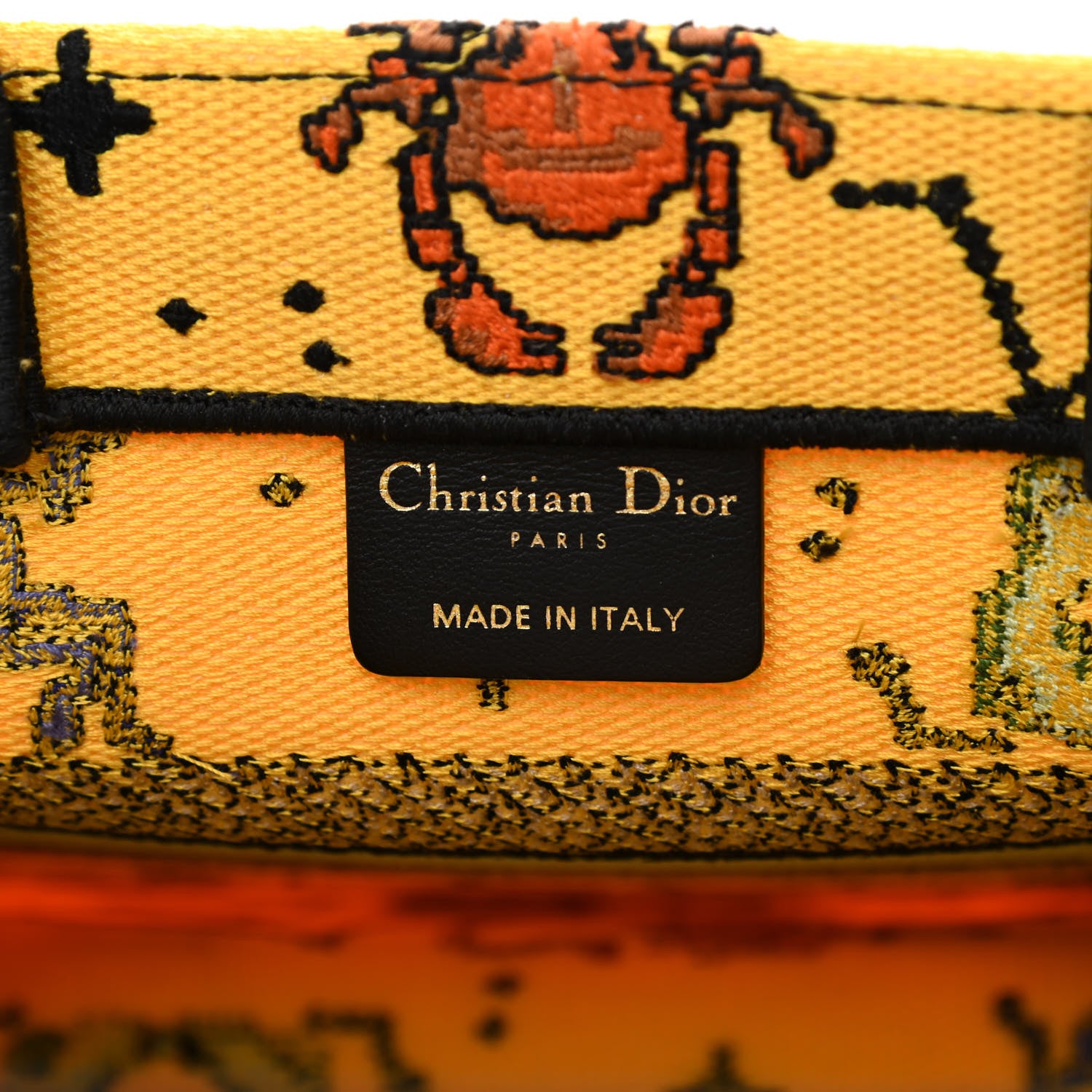 Christian Dior Canvas Embroidered Small Pixel Zodiac Book Tote Yellow Multicolor 6 of 10