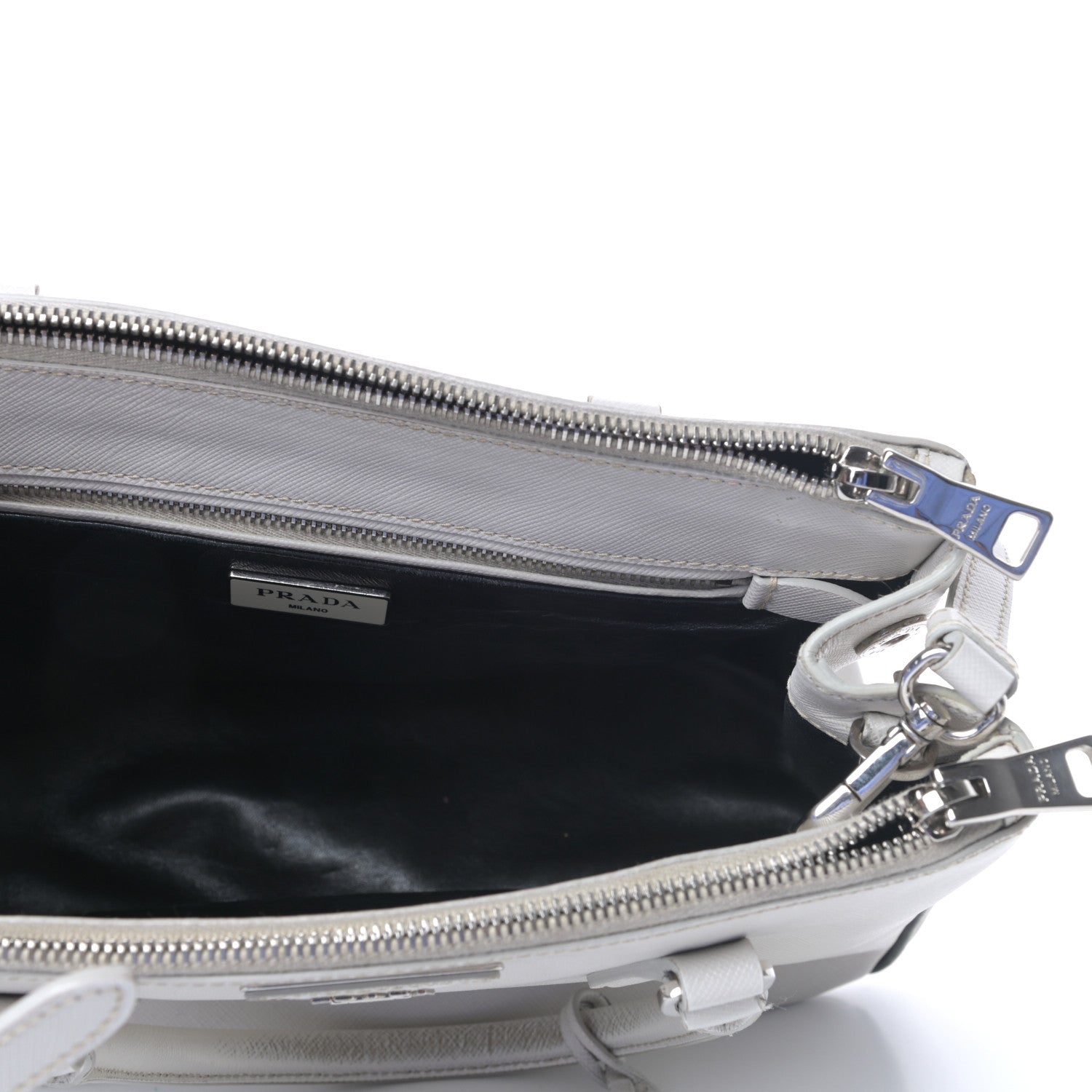 Prada Saffiano Small Galleria Double Zip Tote Talco Black 5 of 8