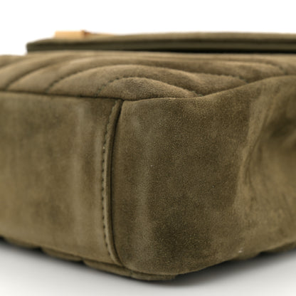 Saint Laurent Suede Matelasse Chevron Monogram Medium College Bag Loden Green 10 of 11