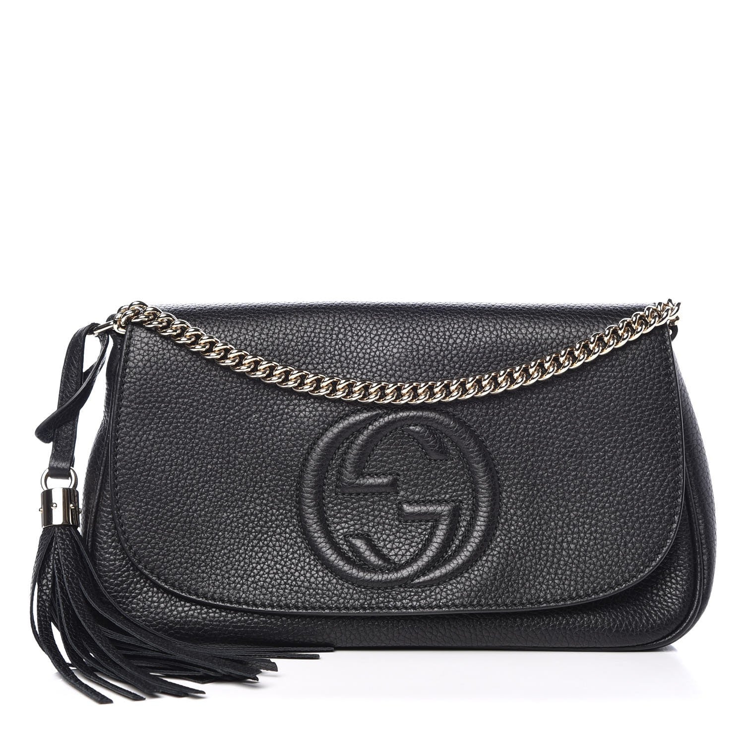 Gucci Pebbled Calfskin Medium Soho Flap Crossbody Black 1 of 7