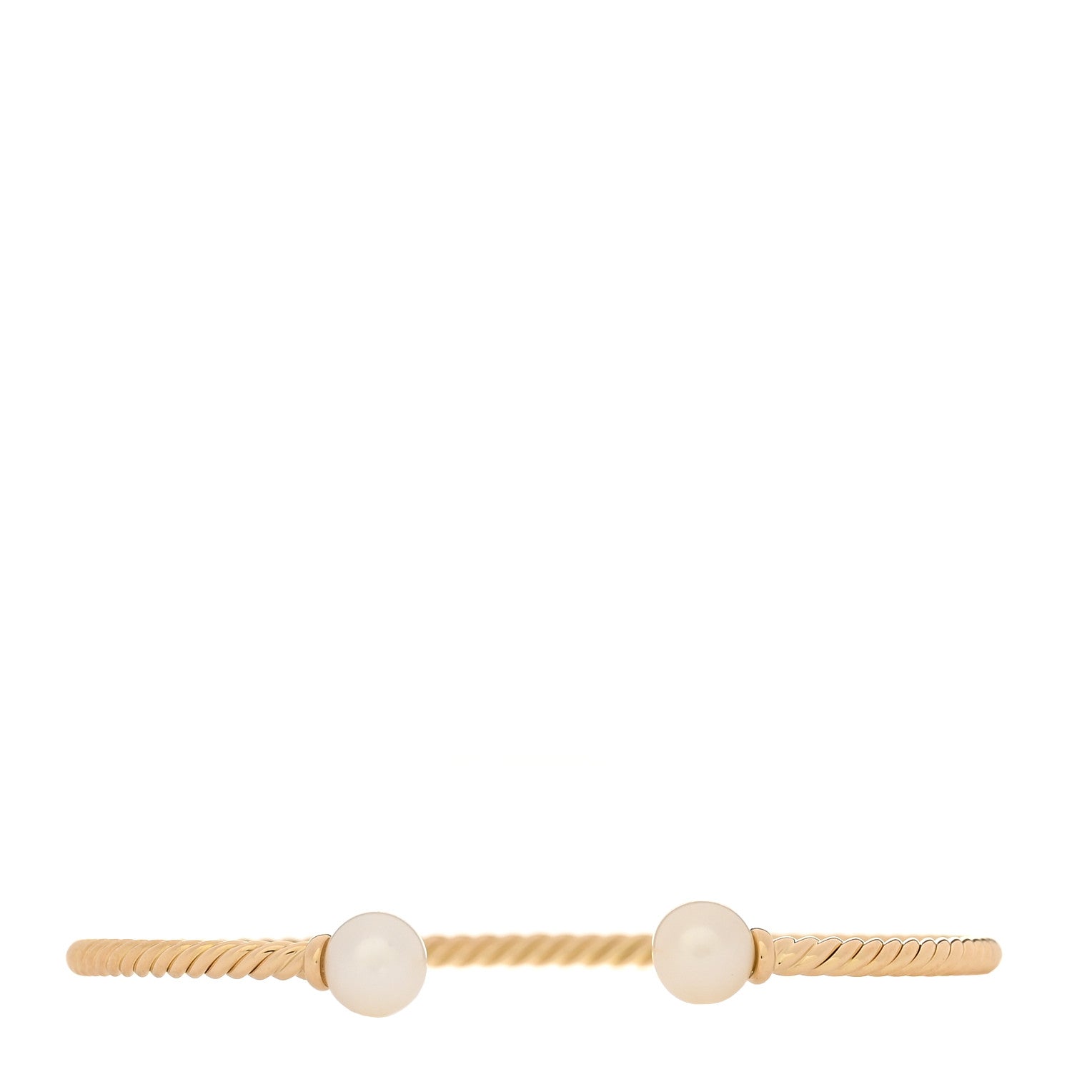 David Yurman 18K Yellow Gold Cultured Pearl 2.6mm Solari Cablespira Bracelet 1 of 4