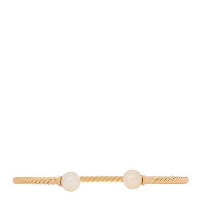 David Yurman 18K Yellow Gold Cultured Pearl 2.6mm Solari Cablespira Bracelet 1 of 4