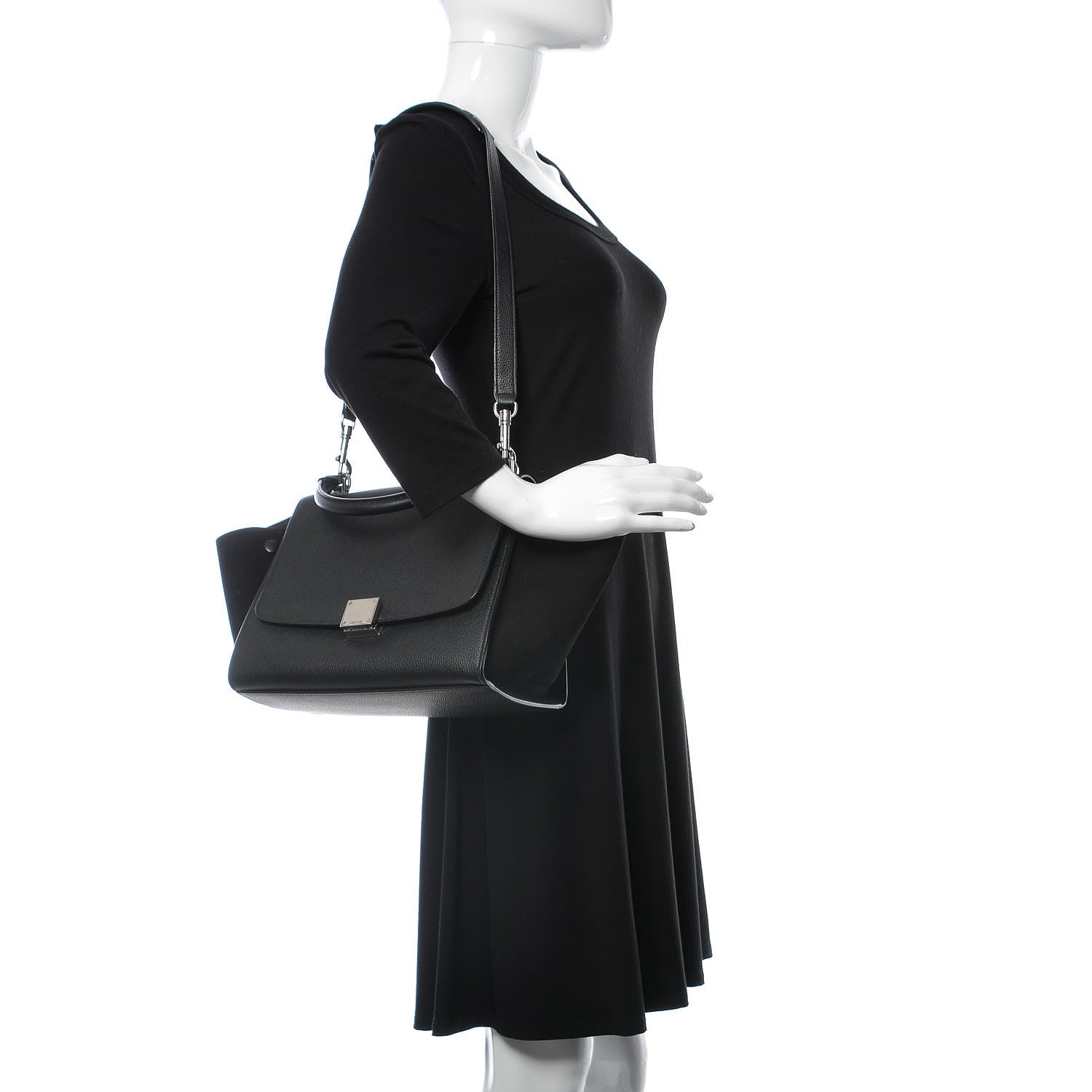 Celine Drummed Calfskin Suede Small Trapeze Black 2 of 13