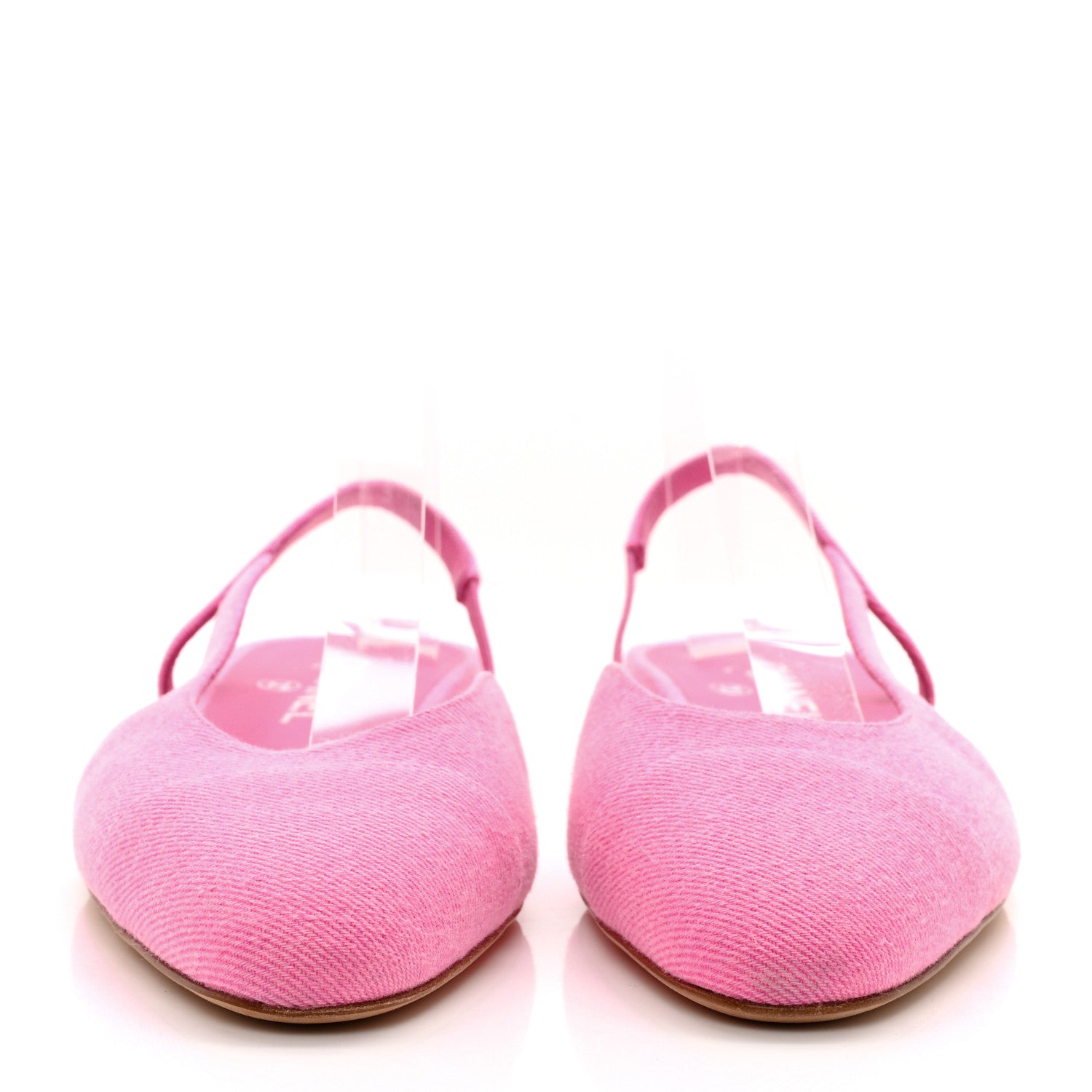 Chanel Denim Cap Toe CC Slingback Flat 40 Neon Pink 2 of 8