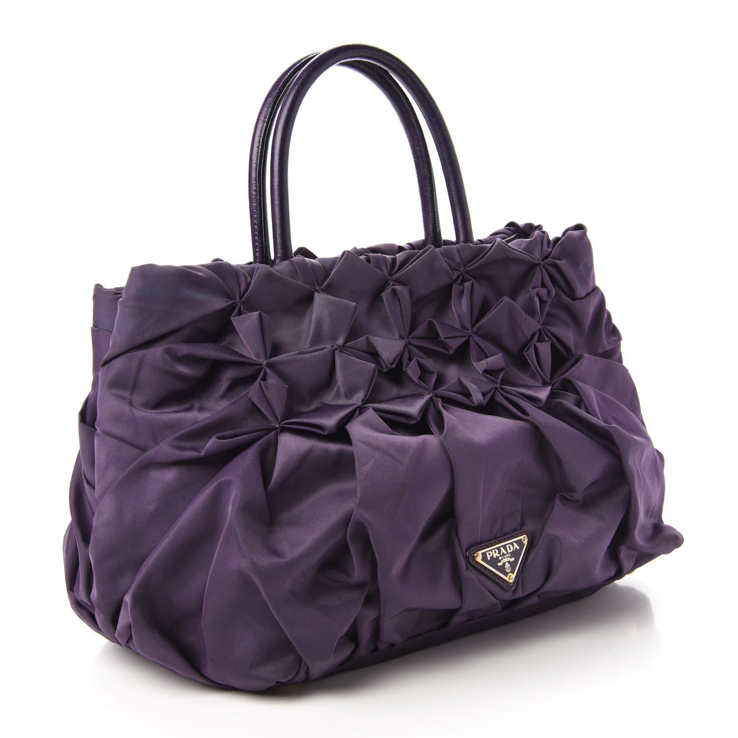 Prada Tessuto Nylon Origami Pleated Handbag Mirtillo 3 of 9