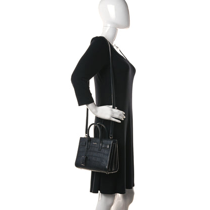 Saint Laurent Calfskin Crocodile Embossed Nano Sac De Jour Black 3 of 6