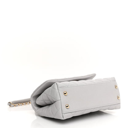 Chanel Caviar Quilted Mini Coco Handle Flap Light Grey 7 of 21