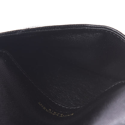 Saint Laurent Grain De Poudre Matelasse Chevron Monogram Compact Wallet Black 5 of 7