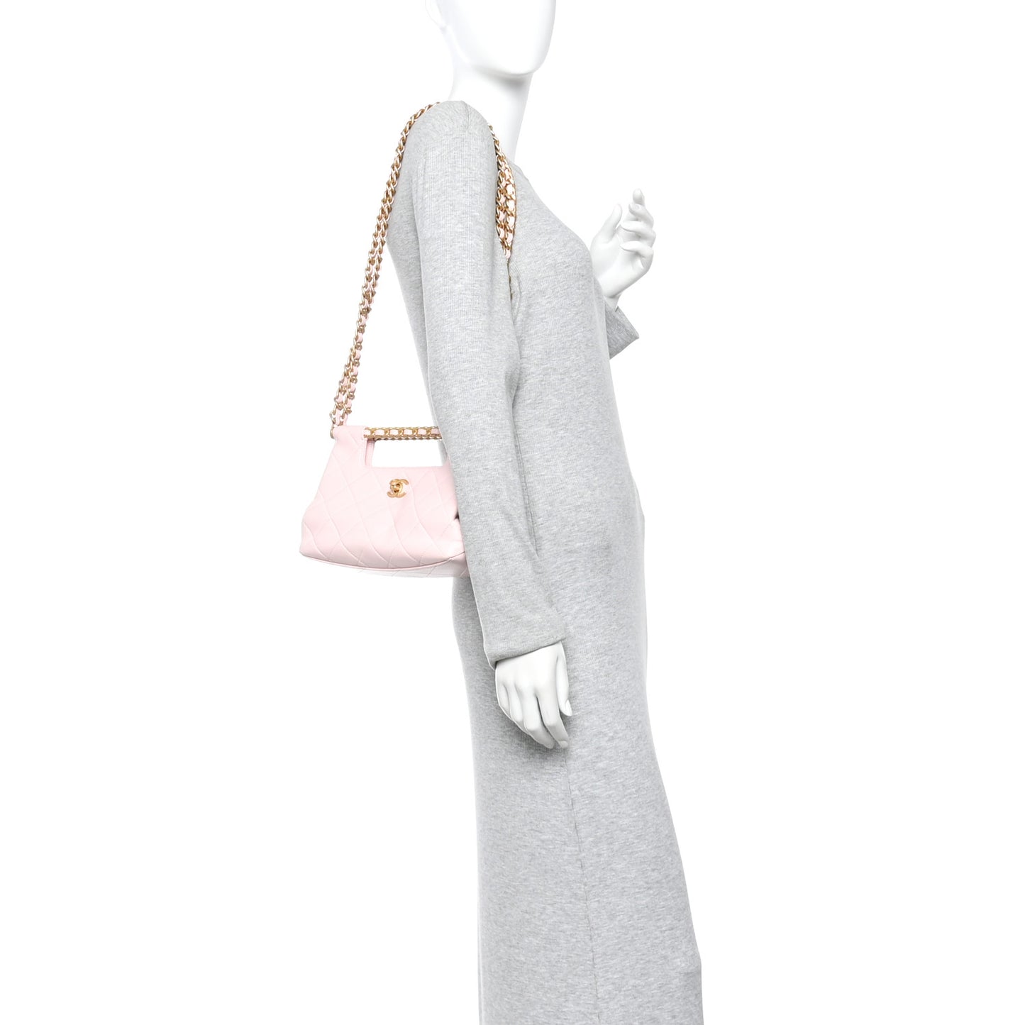 Shiny Lambskin Small Shopping Bag Light Pink