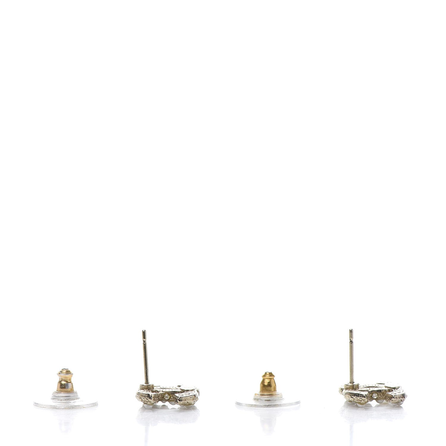 Chanel Pearl Crystal CC Stud Earrings Gold 3 of 6