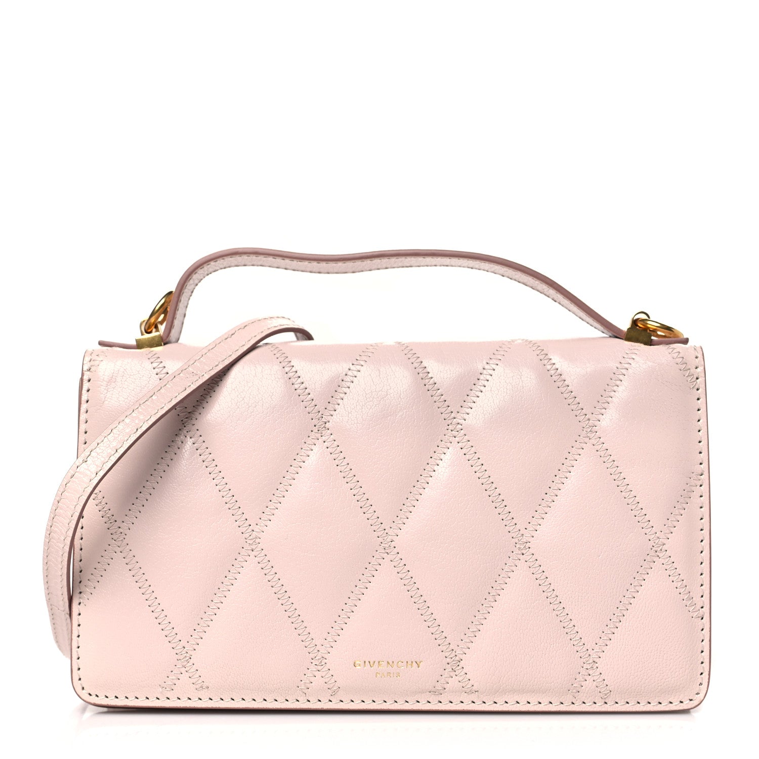 Givenchy Goatskin Quilted GV3 Strap Wallet Pale Pink 1 of 13
